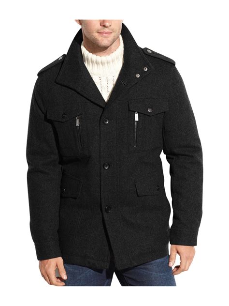 men's black michael kors pea coat|Men's Black Jackets & Coats .